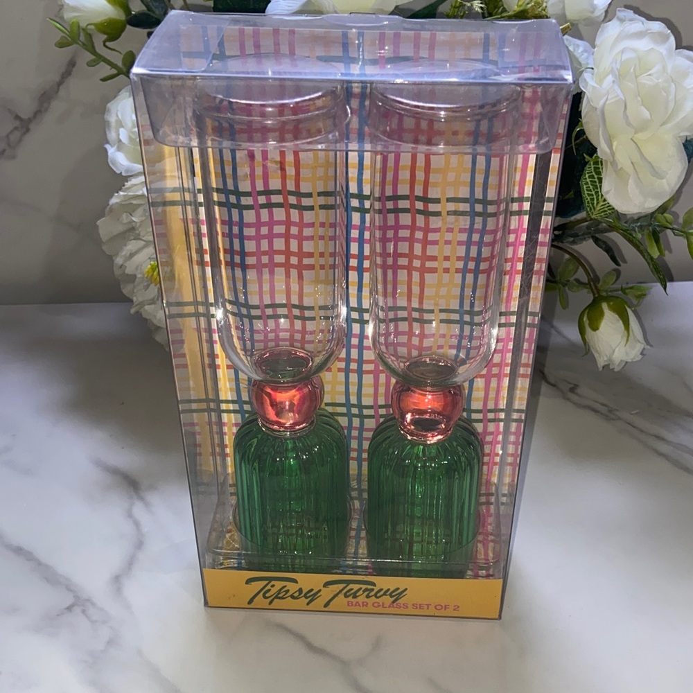 ban.do Green & Pink Tipsy Turney Bar Glasses Set of 2